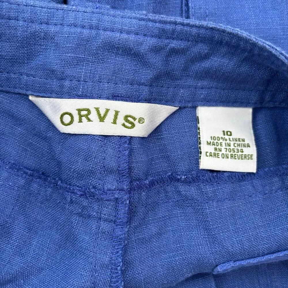 Orvis Mens Linen Cargo Pants Size 10 Casual Coastal Minimalist Capsule Preppy